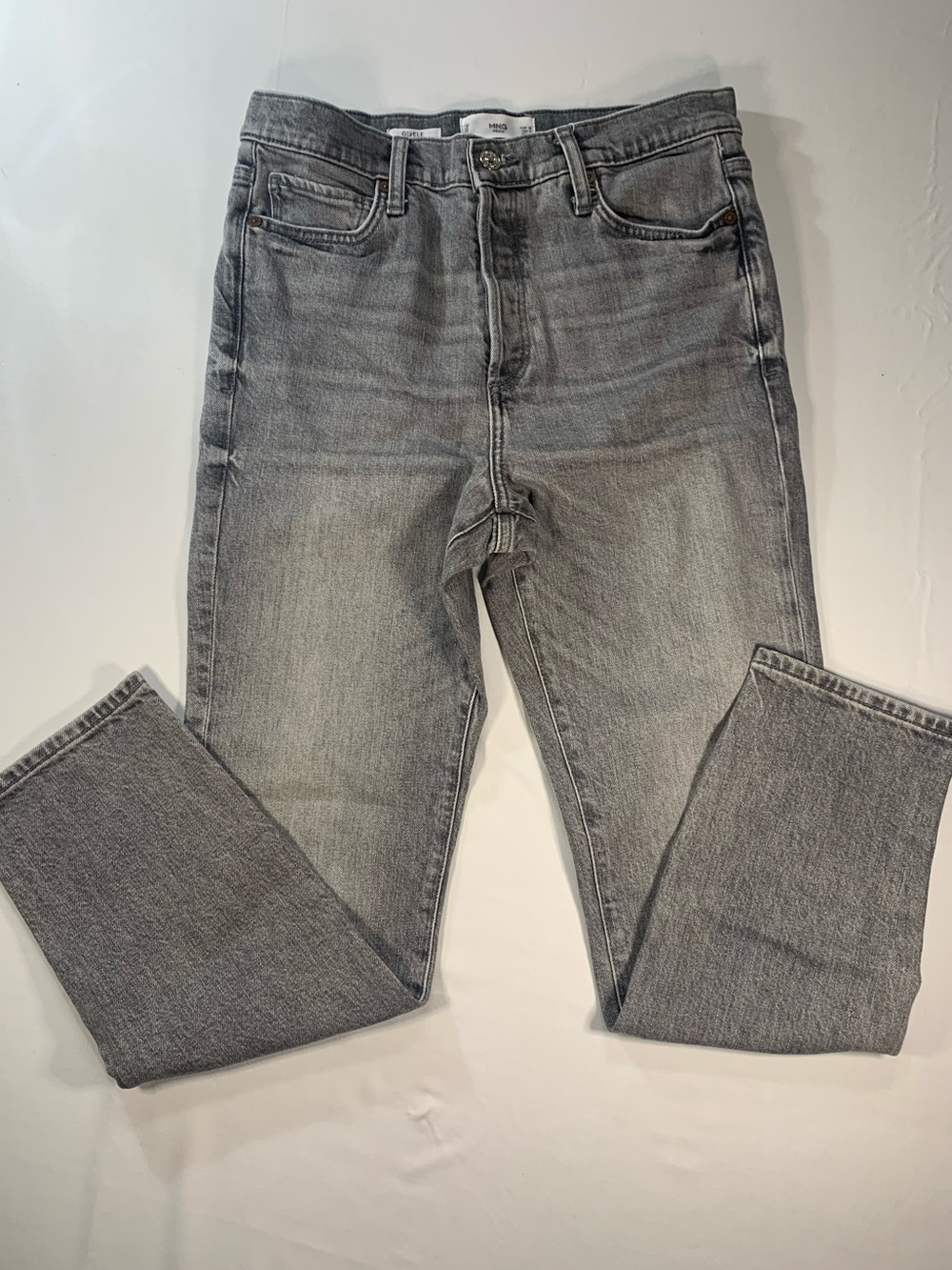 Gisele MNG Mango Button-Fly Gray Straight-Leg Jeans Size 6